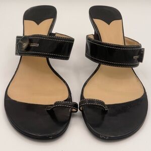 Nine West Black Patent Leather Heeled Sandals
